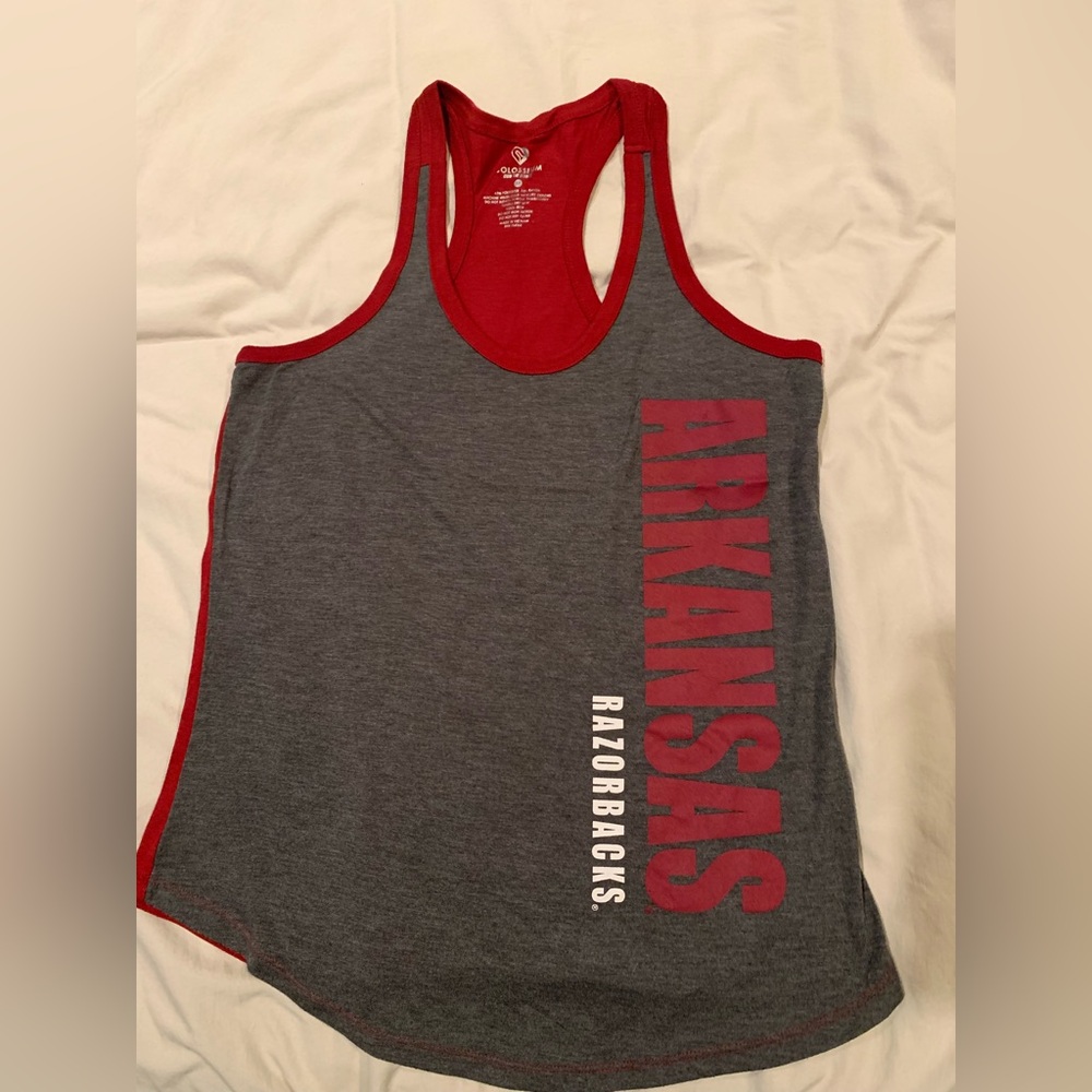 Colosseum Gray and Red Arkansas Razorbacks Tank Top